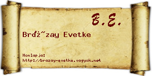 Brázay Evetke névjegykártya